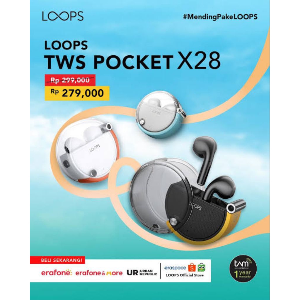Loops TWS Pocket X28 Garansi TAM