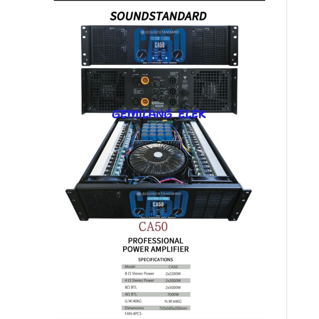POWER AMPLIFIER SOUNDSTANDARD CA50/ CA 50 LED