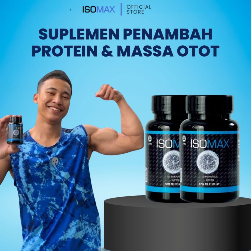 Isomax Suplemen Penambah Protein & Massa Otot Tingkatkan Stamina Isi 50 Kapsul 2Pcs
