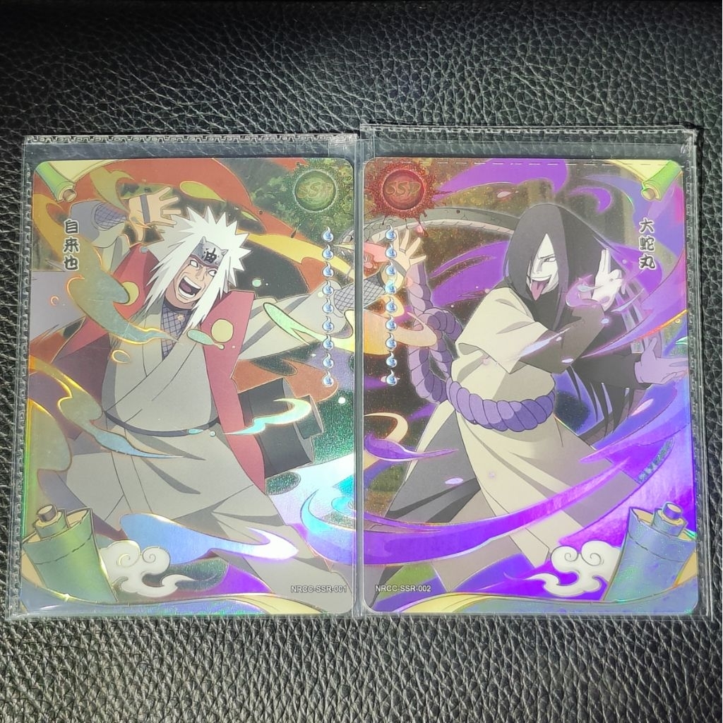Kartu Kayou Naruto TCG Original NRCC-SSR-001 & 002 Jiraiya vs Orochimaru – Kartu Koleksi Anime Foil 