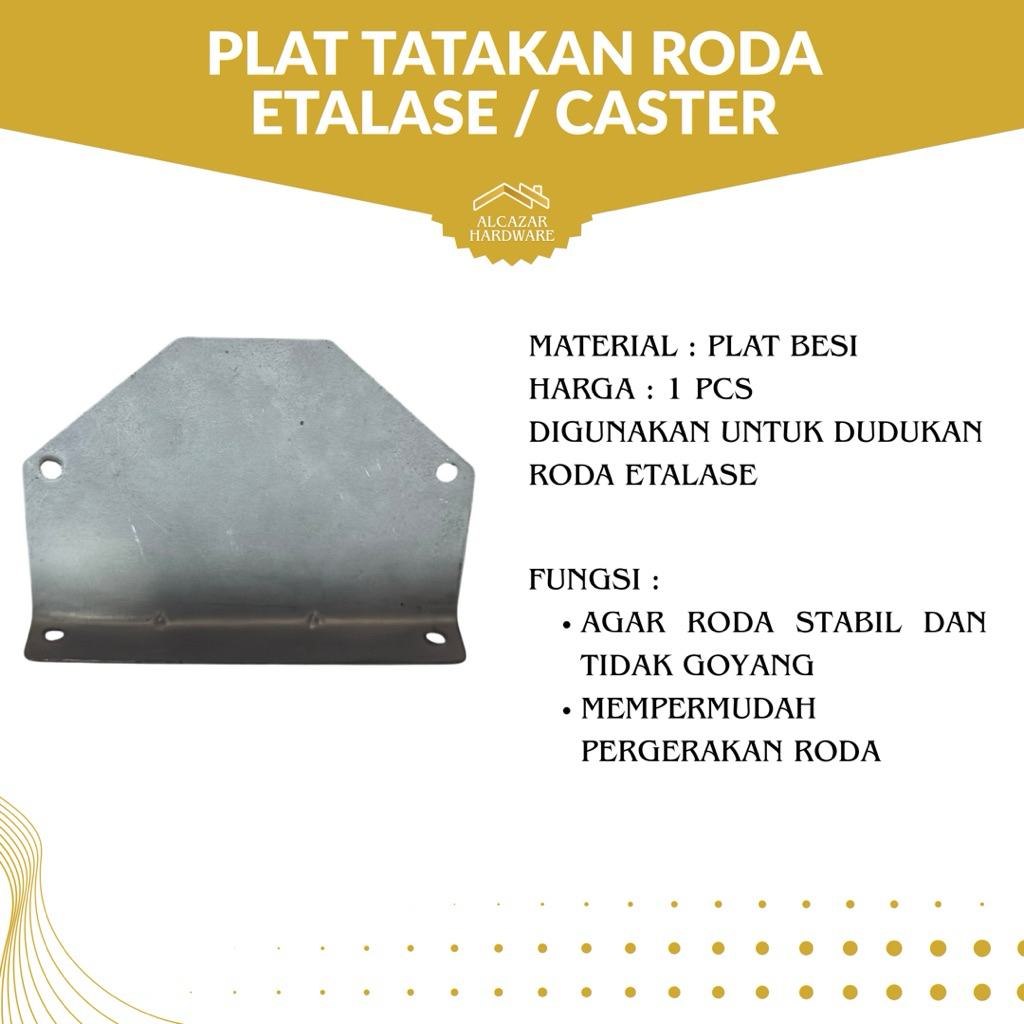 (1 Pcs) Plat Tatakan Roda Caster Etalase | Plat Besi Roda Etalase