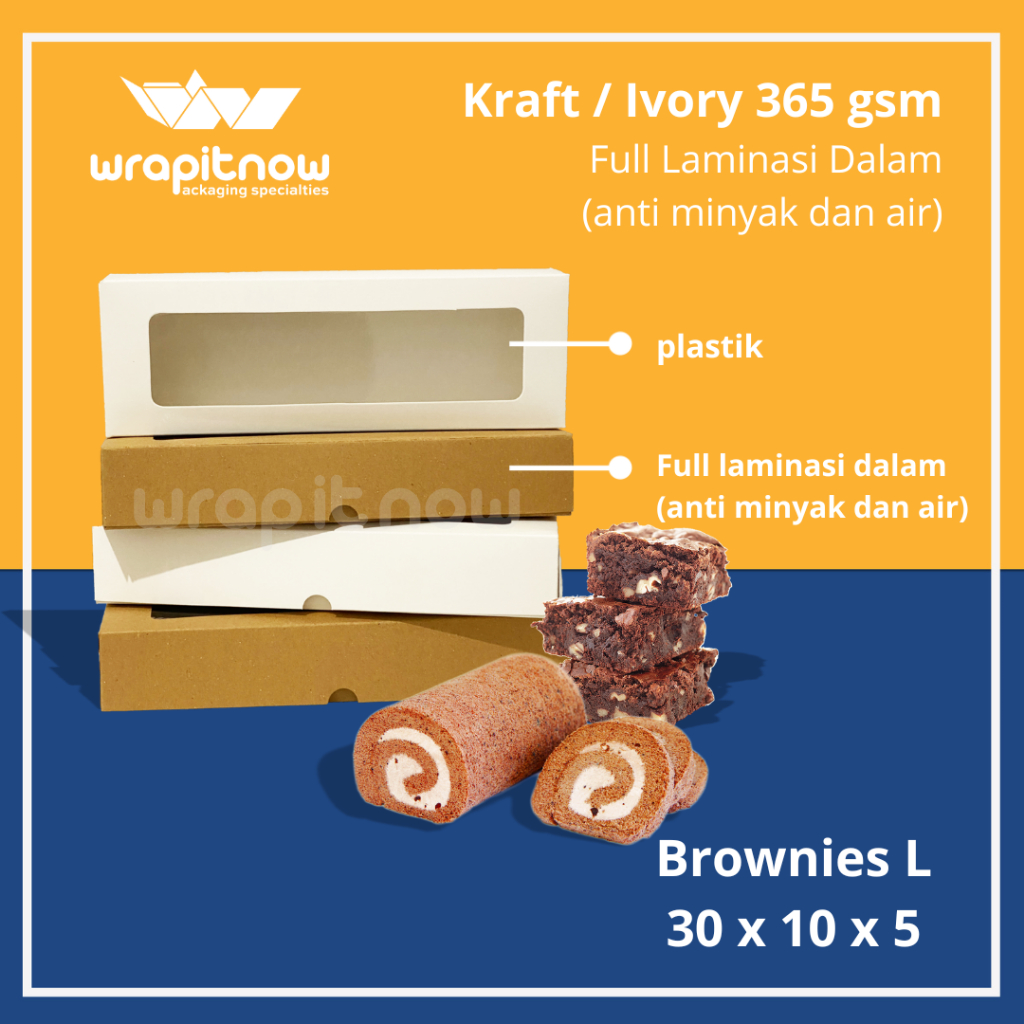 Dus 30x10x5 Kraft Brownies L Box Bronis Roti Bolen Bandeng Mochi Soes Kue Prol Tape Premium Ekonomis