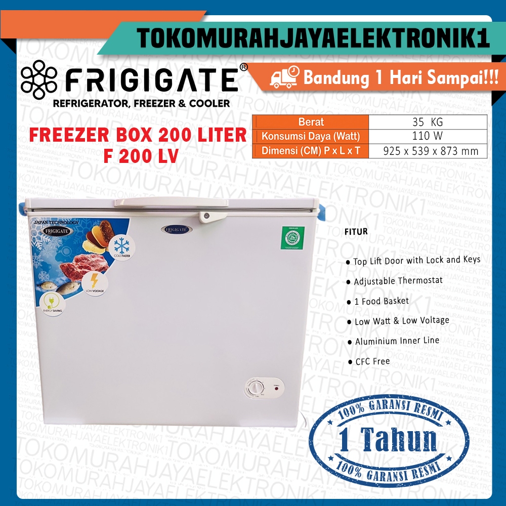 Freezer Frigigate F-200 LV Chest Freezer 200 Liter Hemat Listrik Garansi Resmi