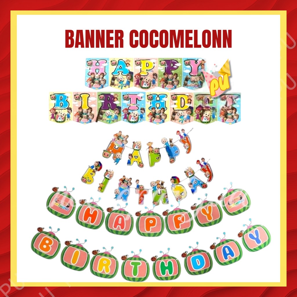 Bunting Flag COCOMELON / Banner Ulang Tahun Cocomelon