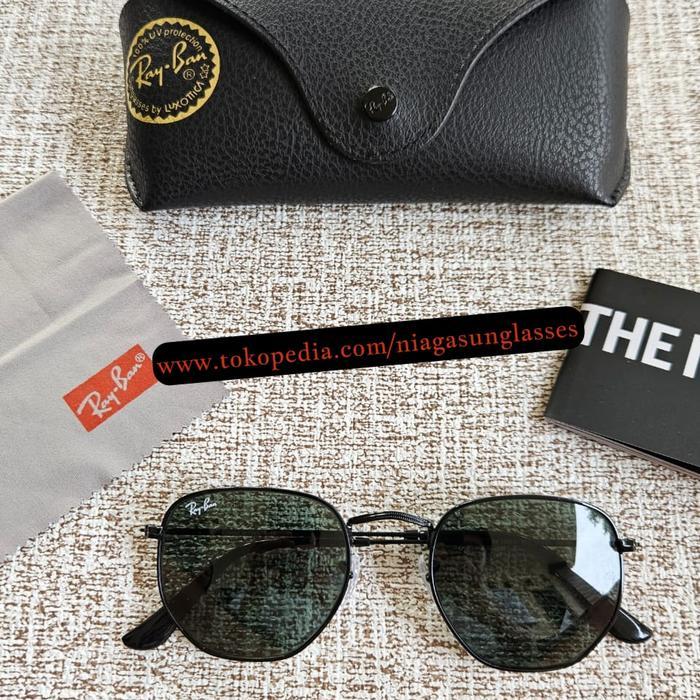 Kacamata Ray-Ban Hexagonal RB3548 Black Lens Green Second Original