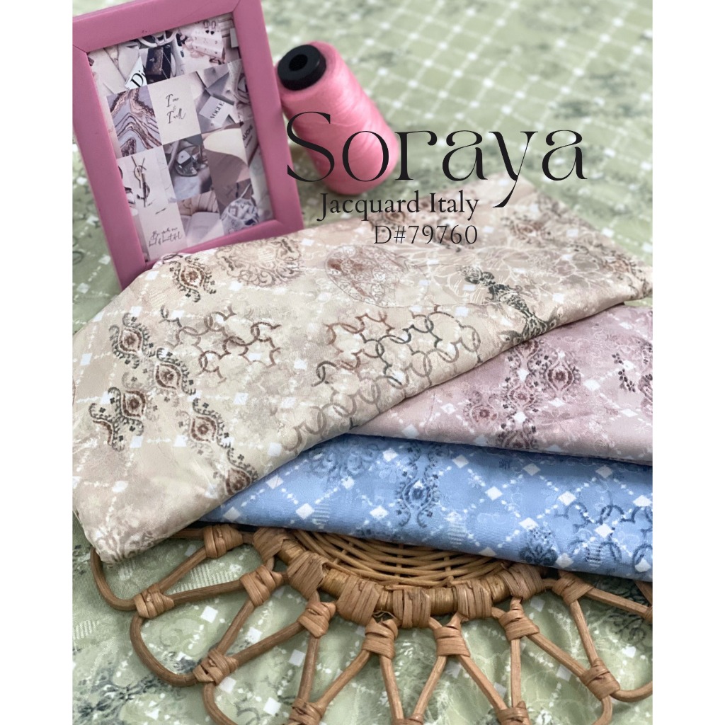 KAIN VISCOSE ENGLAND SORAYA ITALY JACQUARD MOTIF ETNIK 0.5 METER (BAHAN SARIMBIT) D#79760 - DEATEXTI