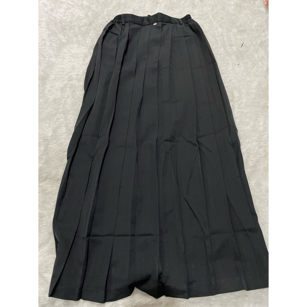 (Obral 1083) Rok rimpel hitam panjang SMA bahan licin