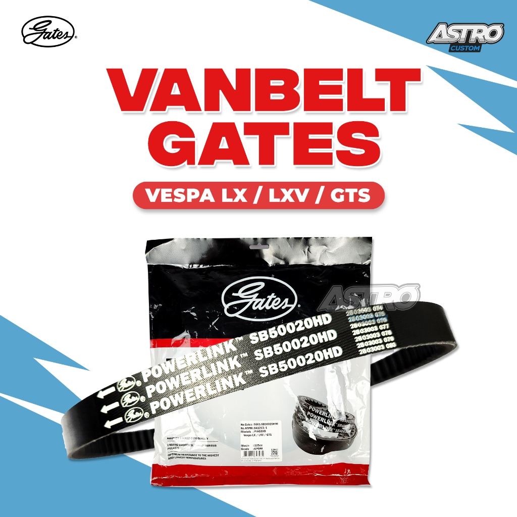 Vanbelt Gates Vespa Sprint GTS Primavera LX/LXV/S Vario 125 150 PCX ADV 160 LEXI NMAX BeaT Fi V-Belt