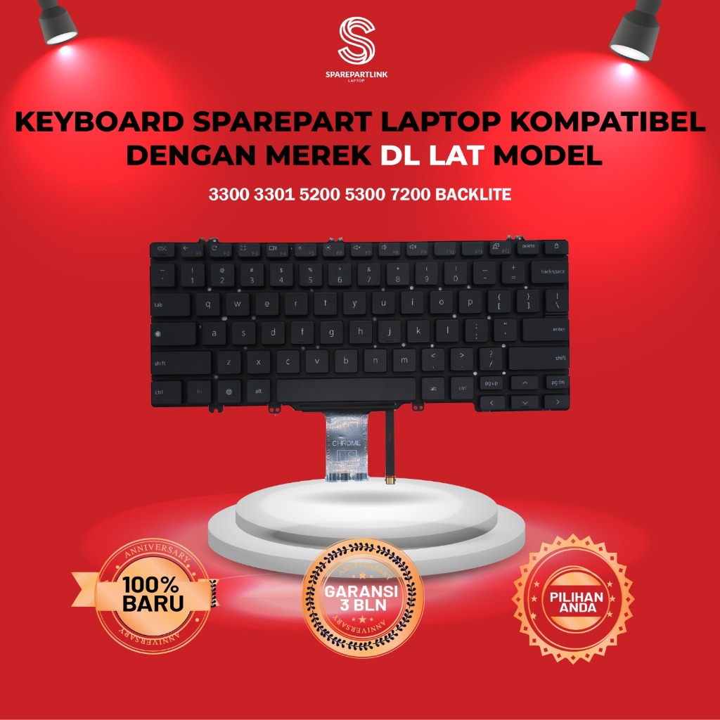 Keyboard Dell Latitude 3300 3301 5200 5300 7200 Black Backlite