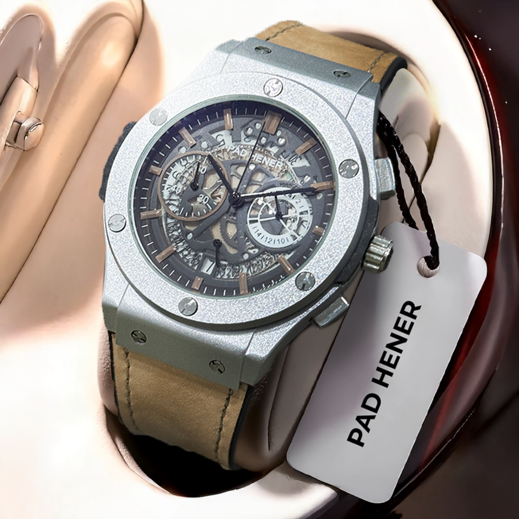 PAD HENER LEXICON Jam Tangan Heksagonal Analog Pria Original Tali Kulit Suede