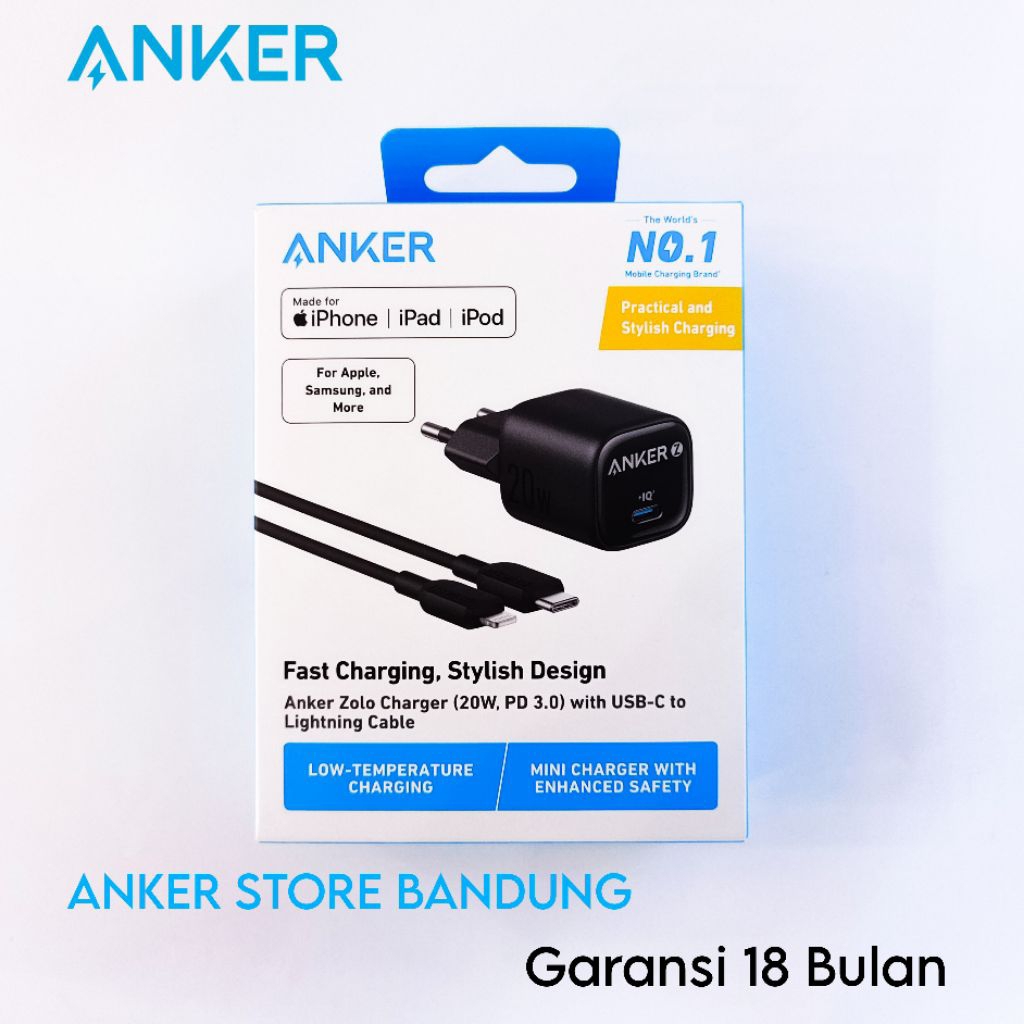 Anker B2699 Zolo GaN Charger 20W with USB Type C To Lightning