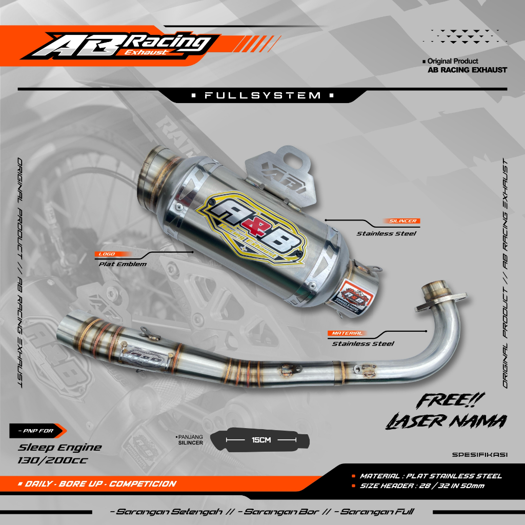 Knalpot kompetisi / knalpot bebek / knalpot jupiter / knalpot balap / knalpot Racing original A&B_Ra