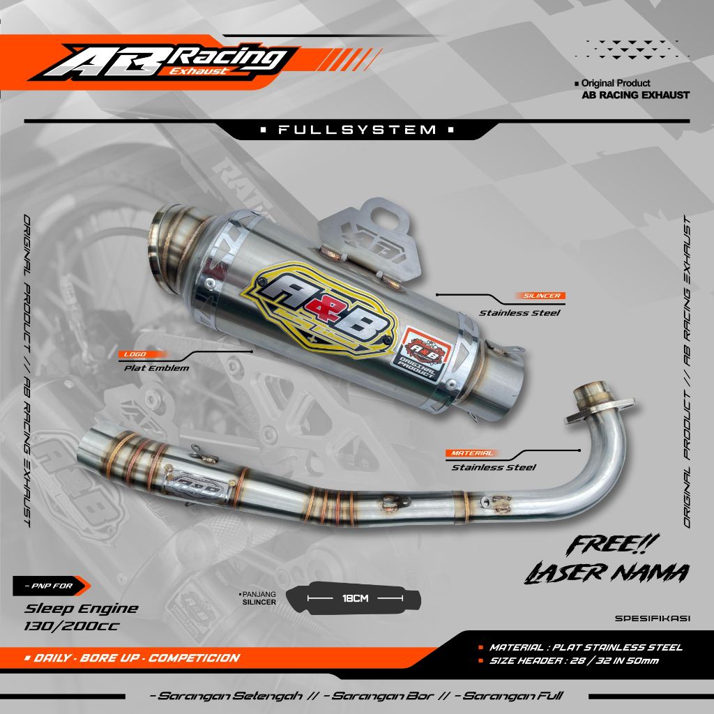 Knalpot bebek/knalpot kompetisi/ knalpot harian/knalpot balap/ knalpot Racing original A&B_Racing_Ex
