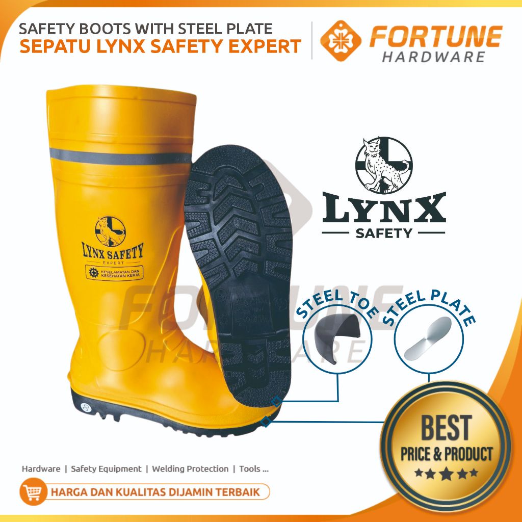 Lynx Safety Expert Sepatu Boots Safety Karet PVC Ujung Besi Pelindung Steel Toe