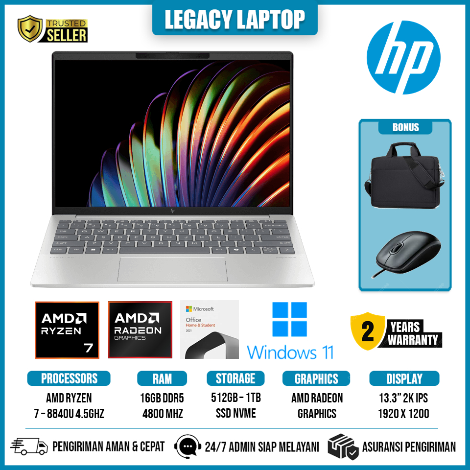 Laptop HP Pavilion Aero 13 AMD Ryzen 7 8840U Ram 16GB 1TB SSD Wuxga IPS 100 Srgb Windows 11 OHS