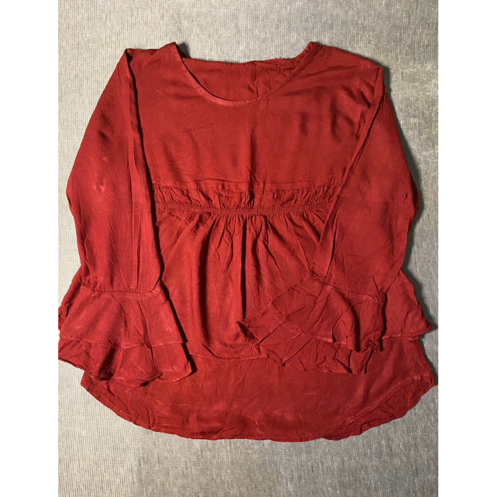blouse merah maroon ,
