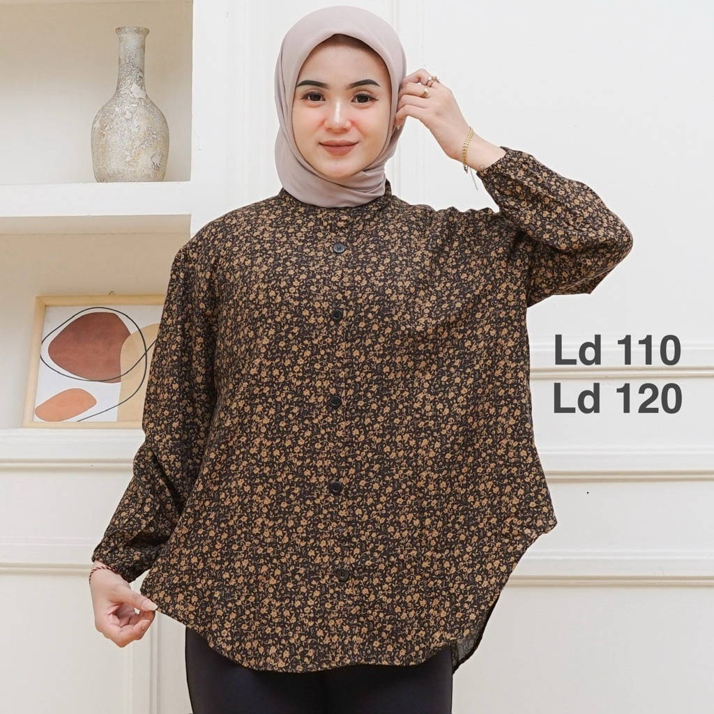 Blouse Eliza Lengan balon Katun Rayon Kemeja Wanita