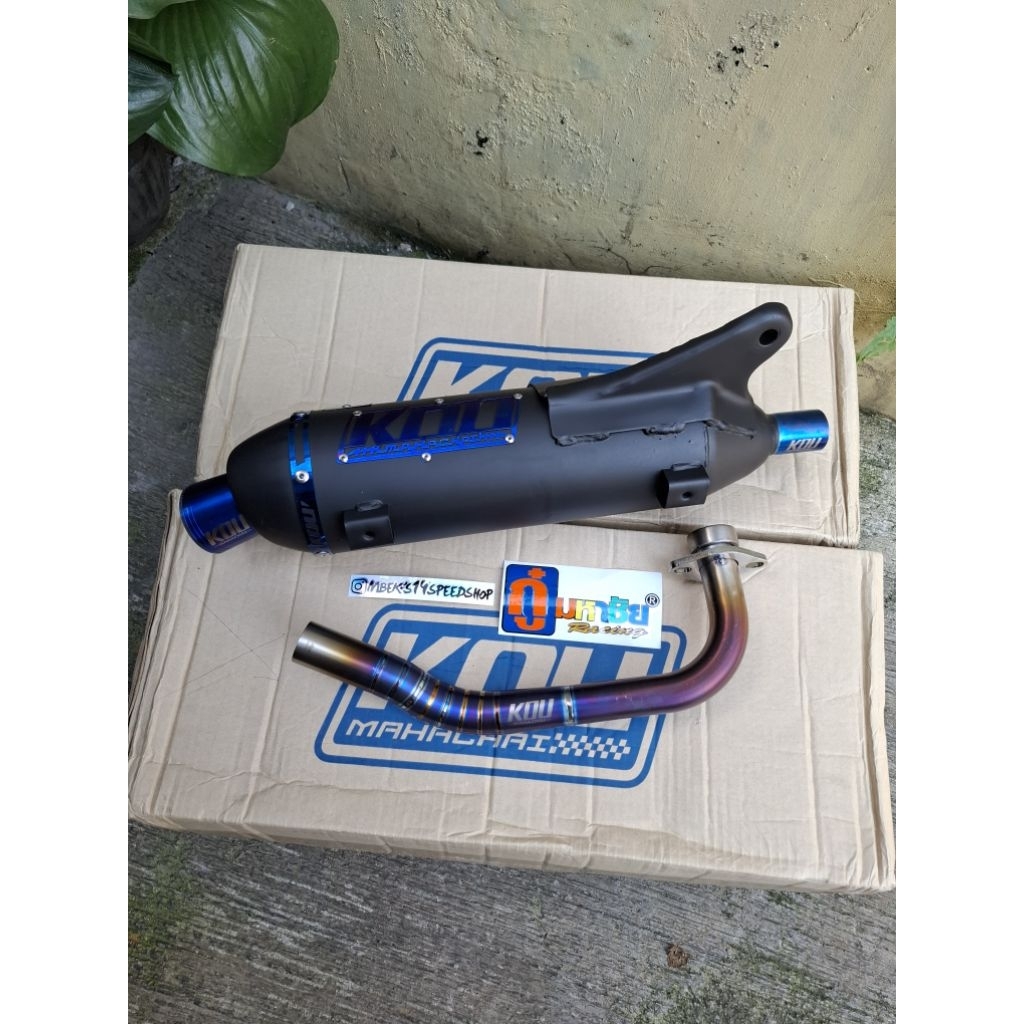 Knalpot KOU Mahachai Leher Open Titanium Mio Sporty/Smile/Soul/Fino Original Thailand