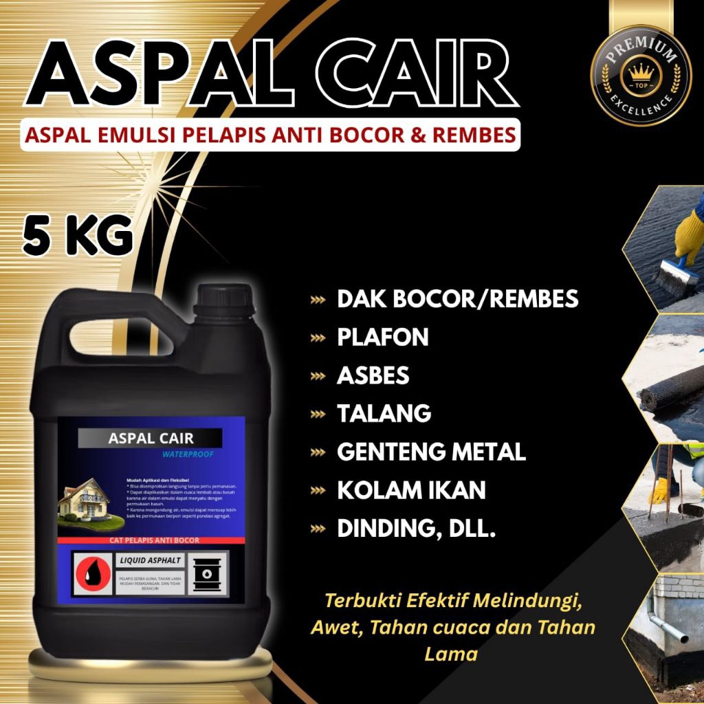 Aspal Cair 5 Kg - aspal cair waterproof anti rembes dan bocor