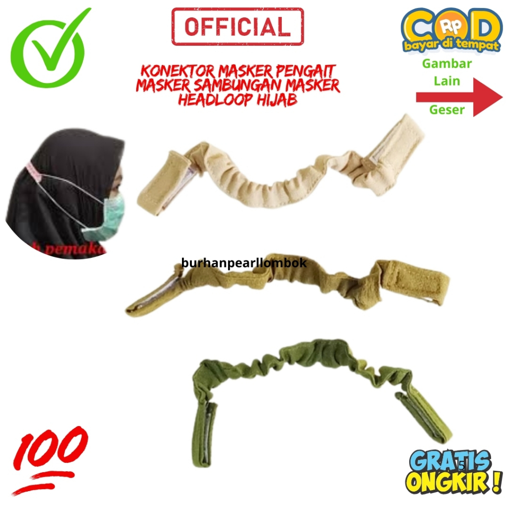 Konektor Masker | Pengait Masker Kain Hijab Perekat | Pengait Masker Hijab