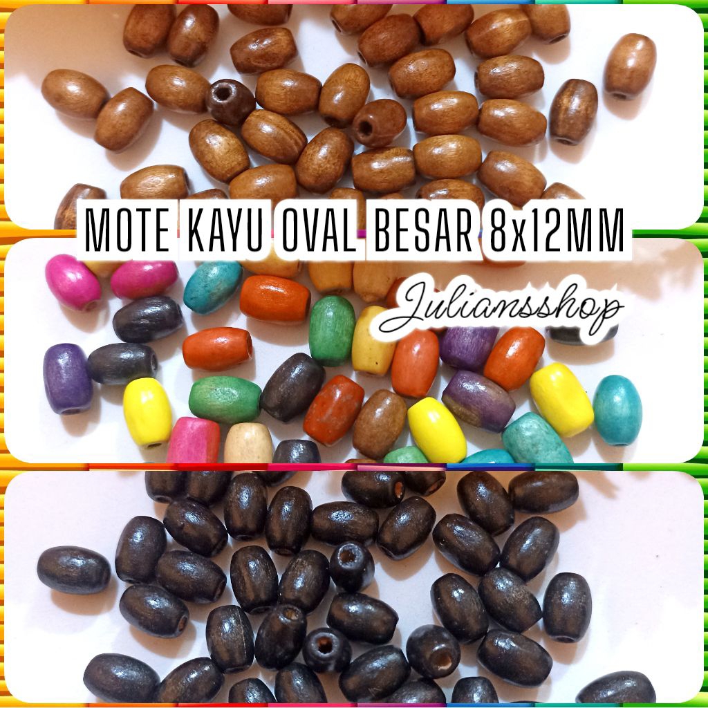 86 Pc/Lot Butir Manik Mote KAYU Bentuk OVAL BESAR 8X12MM Bahan Craft