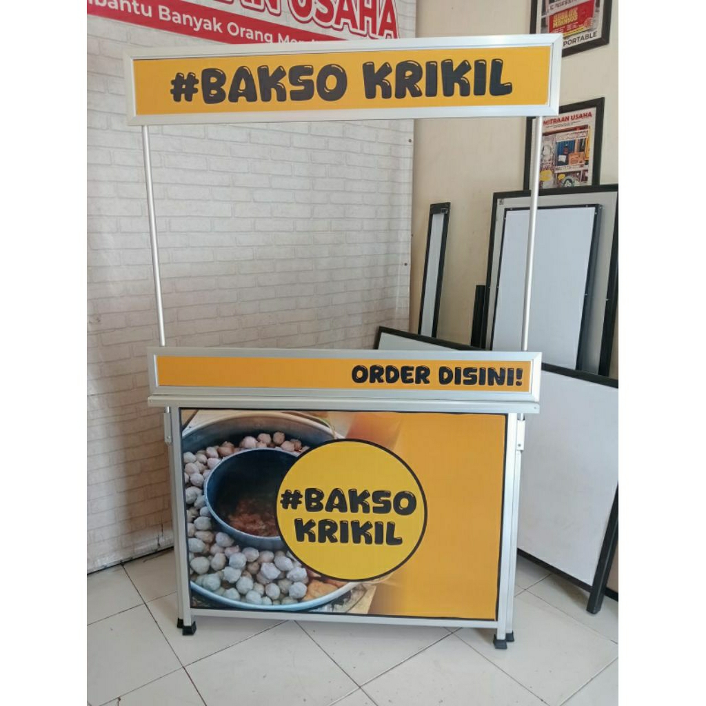 Booth Portable / Meja Lipat / Gerobak Lipat Bongkar Pasang dengan Meja Lubang Dandang cocok untuk ju