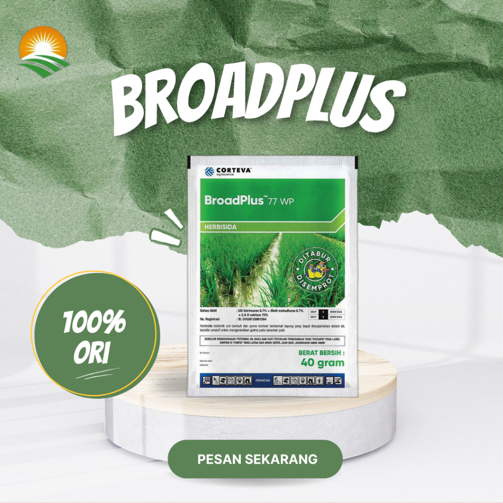 Broadplus 77 WP 40 g - Herbisida Original Corteva | Obat Gulma Berdaun Lebar & Gulma Teki-tekian