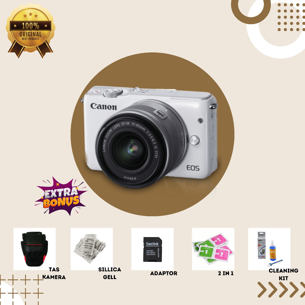 [KAMERA MIRRORLESS] CANON EOS M10 WHITE MULUS SECOND BERGARANSI ORIGINAL