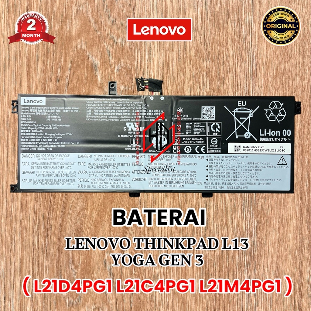 BATERAI LENOVO THINKPAD L13 YOGA GEN 3 L21C4PG1 L21D4PG1 L21M4PG1 ORI