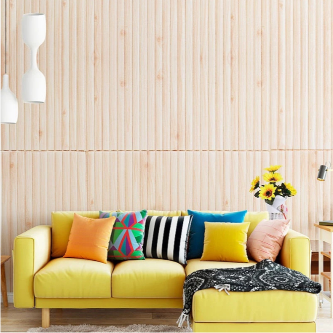 SAA - Wallpaper Dinding Foam 3D Motif Kayu Silinder / Stiker Dinding Plafon Dekorasi Kamar 70x70CM A