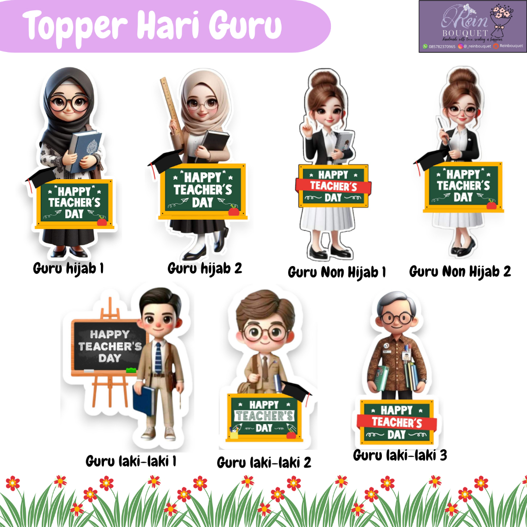 Topper hari guru / topper buket hari guru
