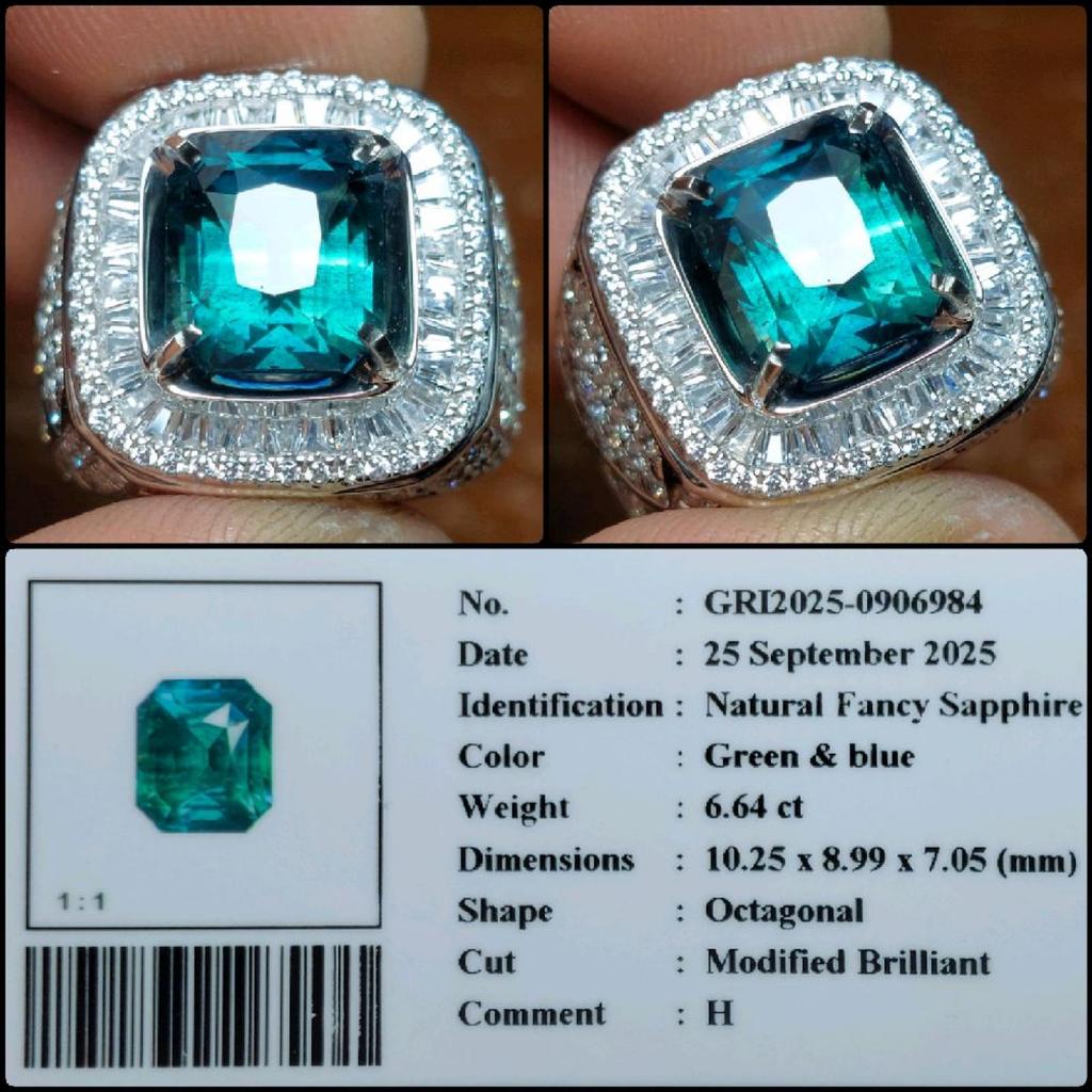 Natural Fancy Sapphire Crystal Clean Blue Green Top Color Gems Batu Permata Safir Biru Hijau Asli