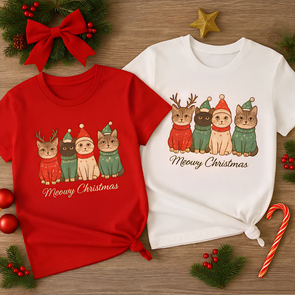 Kaos Oblong Natal NT20 Baju Natal Anak Dan Dewasa Couple Sekeluarga Baju Christmas Warna Putih Merah