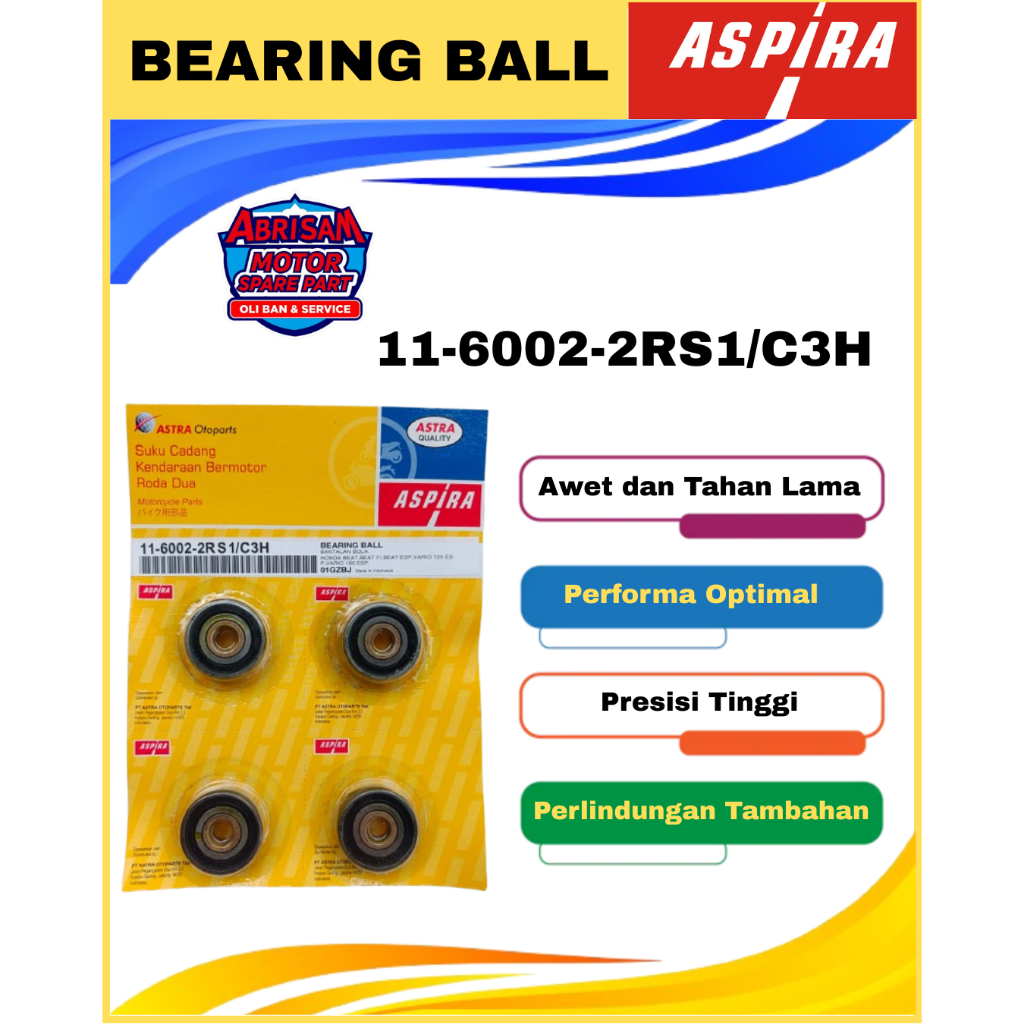 BEARING BLOK CVT/LAHER BLOK CVT (BOSH KUNINGAN) 11-6002-2RS1/C3H ASPIRA  BEAT/BEAT FI/ BEAT ESP/VARI