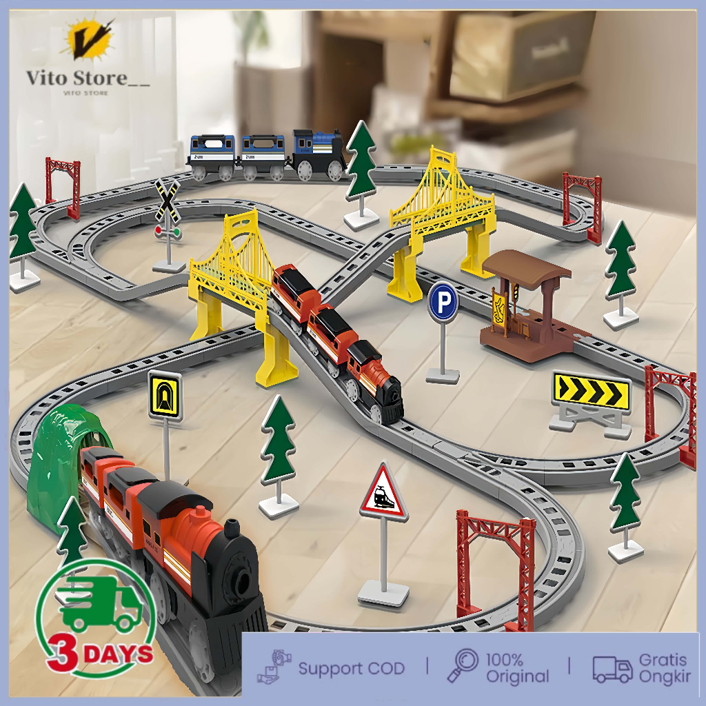 Kereta Listrik Dengan Rel Mainan Kereta Rakitan Roller Coaster Mainan Edukatif