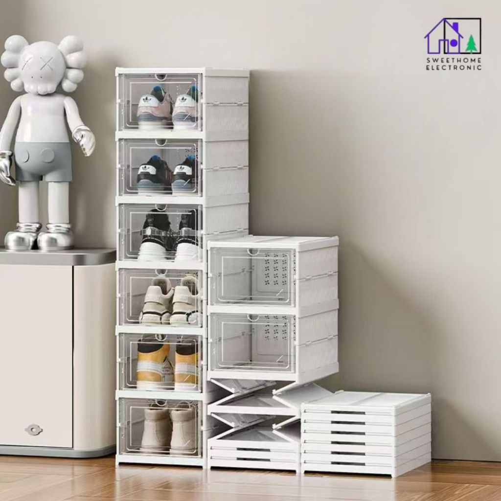 Rak Sepatu Lipat Multifungsi Kokoh Dan Elegan Tranasparant Aesthetic
