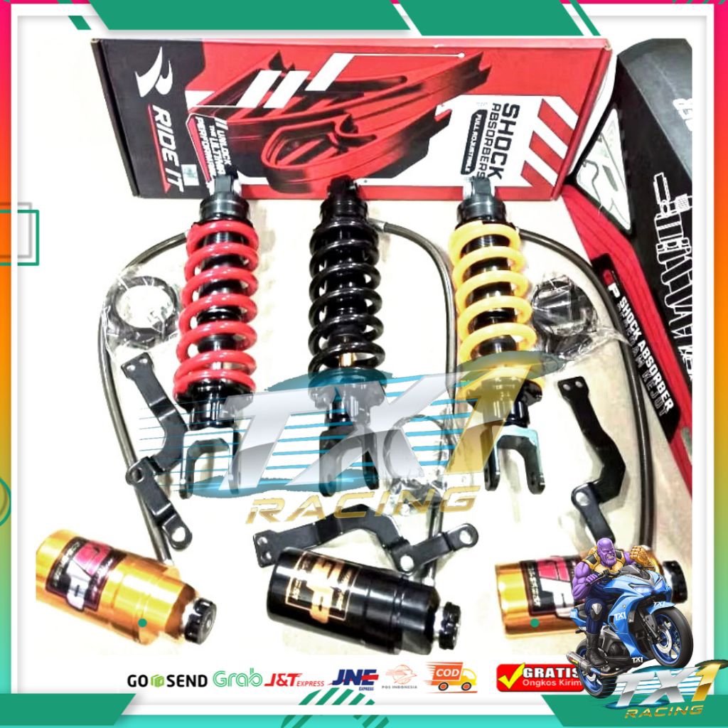 Mono shock RIDE IT GP 103 FLEX ori Shock belakang Tabung pisah klik rebound compression pnp motor CB