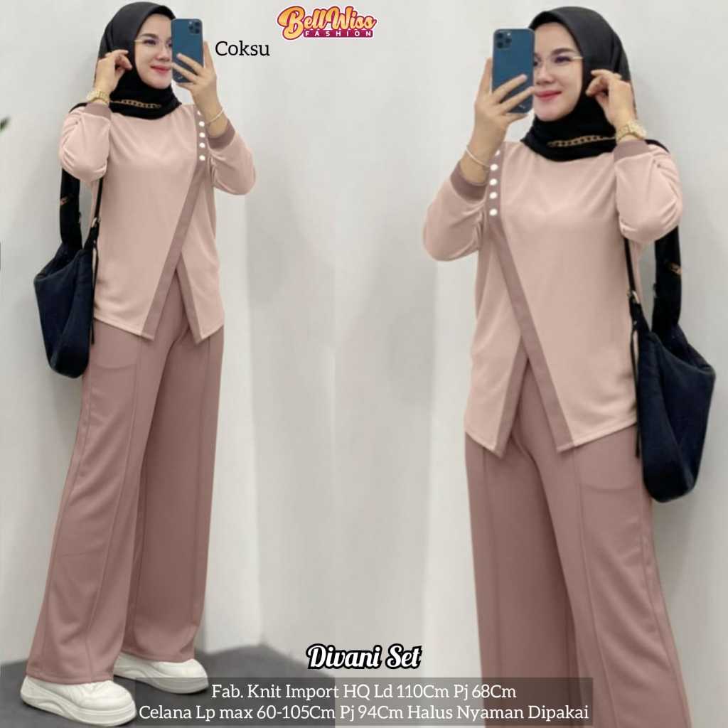 Bellwiss -Divani Set Celana Wanita Knit Import