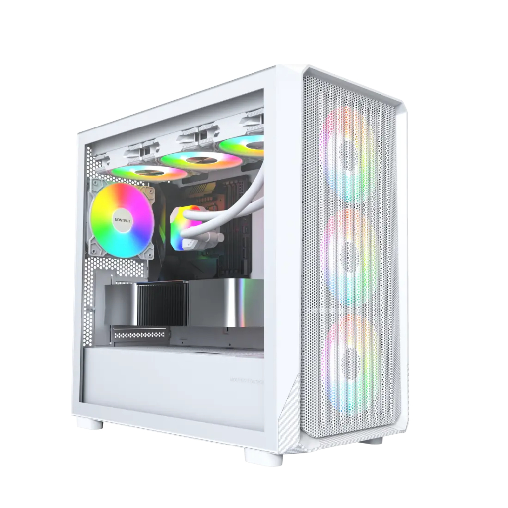 Casing PC Komputer Montech X5M X5-M | Mid Tower | Micro M-ATX Case | 3 Fan ARGB RGB | White Putih
