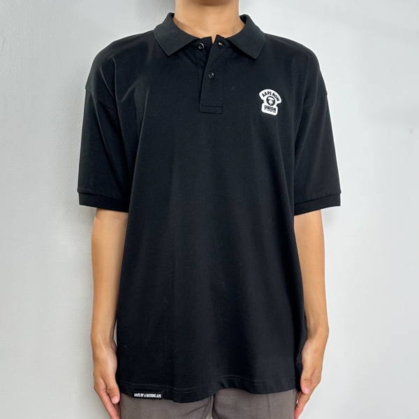 Polo AAPE NOW UNION PATCH POCKET BLACK POLO 100% ORIGINAL