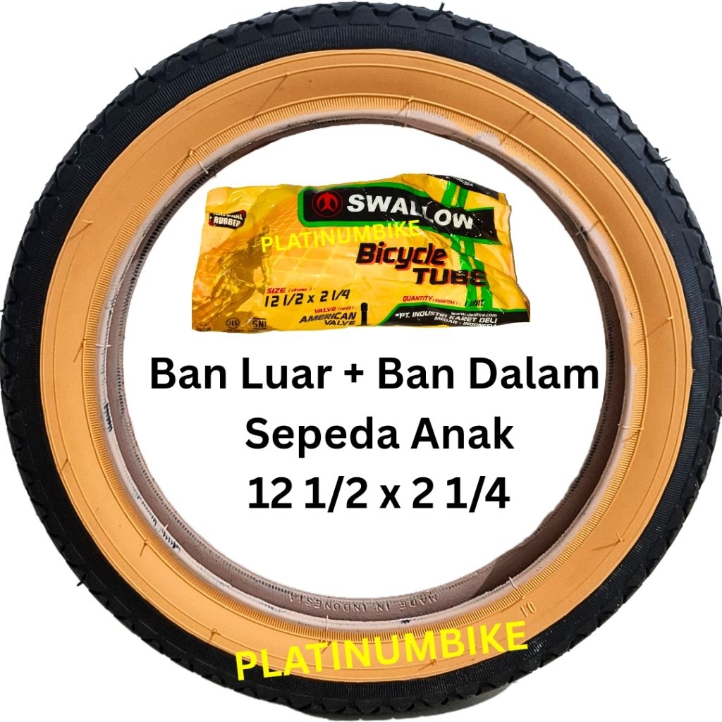 PAKET Ban Luar + Ban Dalam Sepeda Anak Ukuran 12 1/2 x 2 1/4 Sepeda Anak Kecil