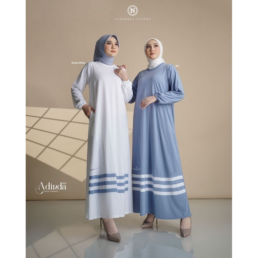 ADINDA MIDI DRESS BY NADHEERA LUXURY √ midi dress cotton √ midi dress nadheera √ midi dress polos