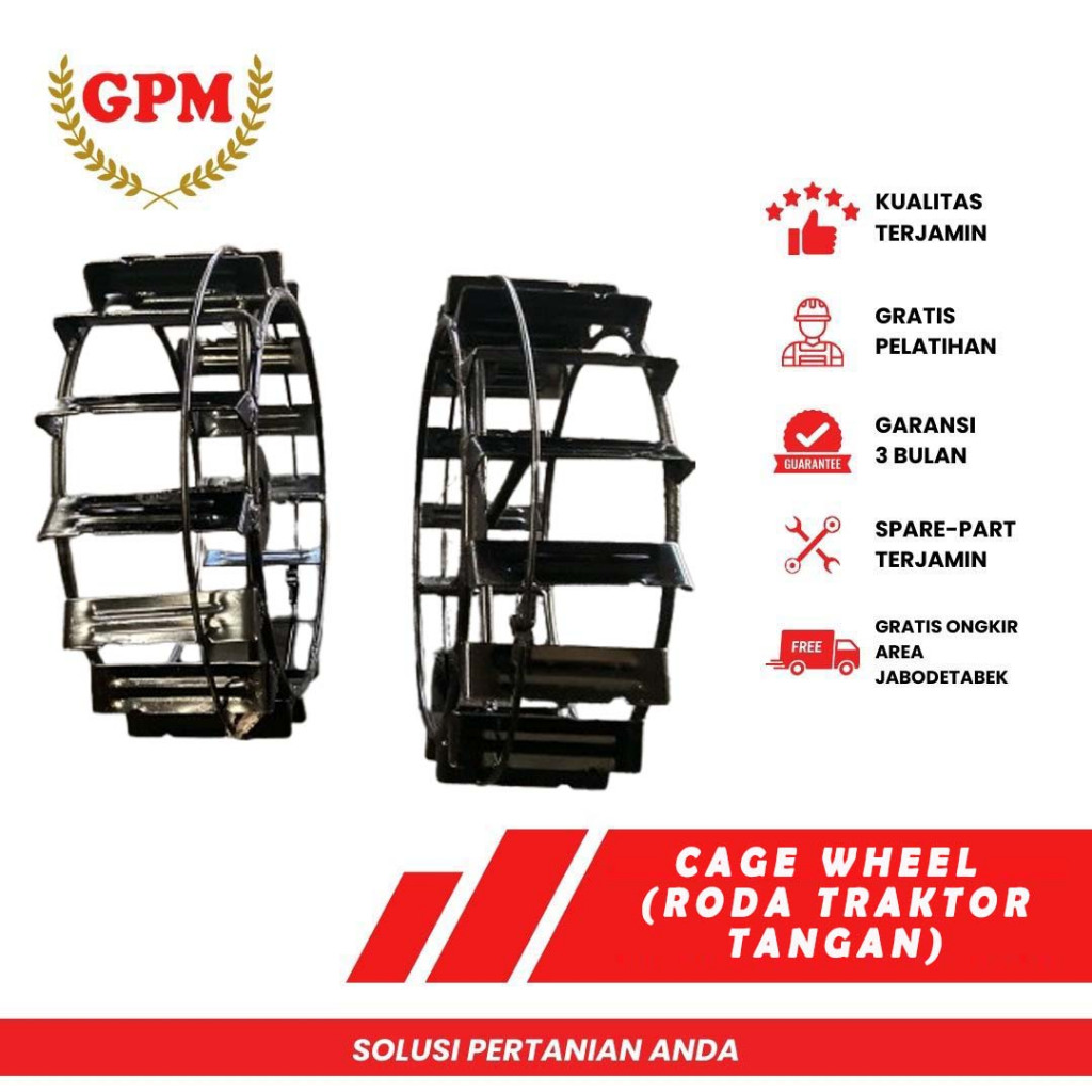 Roda Besi Traktor Tangan Anti Selip Baja Tebal Cocok untuk Lahan Berlumpur Sawah Ladang