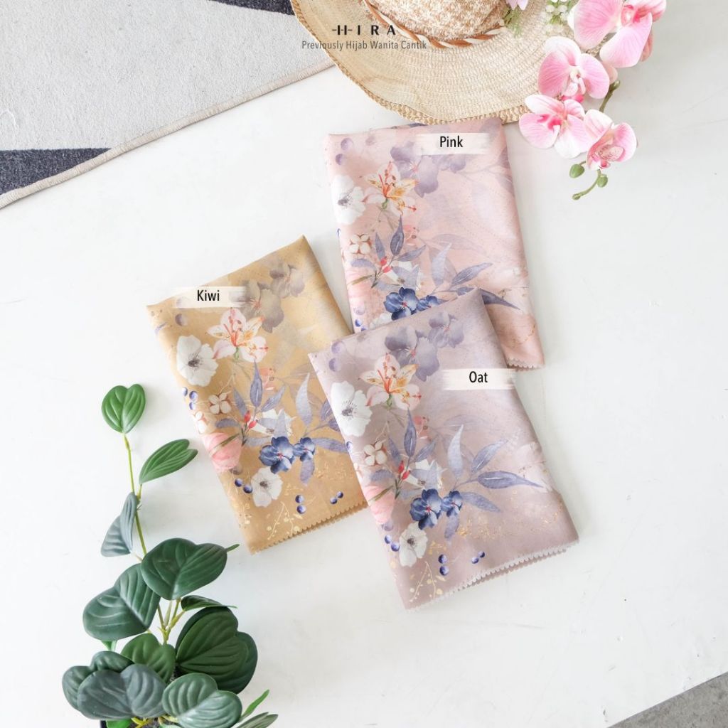 HIRA - LEAF Series Hijab Mirea Kafa Scarf Segiempat Voal Motif Printing Premium Lasercut
