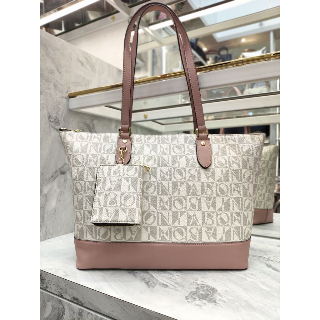 Tas Bonia Tote Wanita Original Mono White