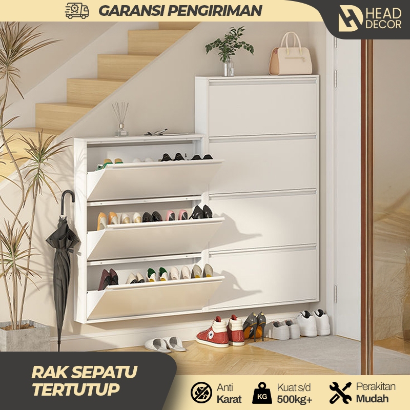 RAK SEPATU TERTUTUP RAK SEPATU SUSUN LEMARI RAK SEPATU BESI MINIMALIS