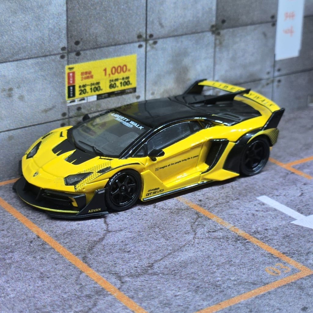 Time Micro Loose 1/64 Lamborghini Aventador GT Evo LP 700 LBWK Yellow
