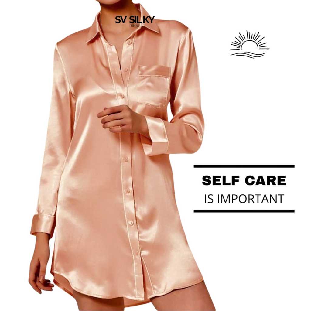 SV Silky Dress Karina Wanita Dress Satin Silk Premium Baju Tidur Daster Terusan Busui Korea Style Fu