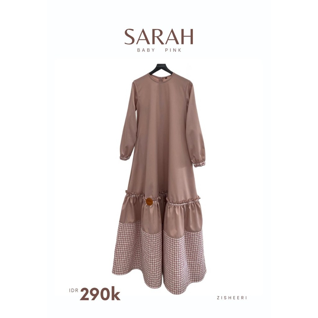 Sarah Dress By Zisheeri | Gamis Zisheeri Terbaru | Gamis Katun Kekinian | Sarah Dusty Pink By Zishee