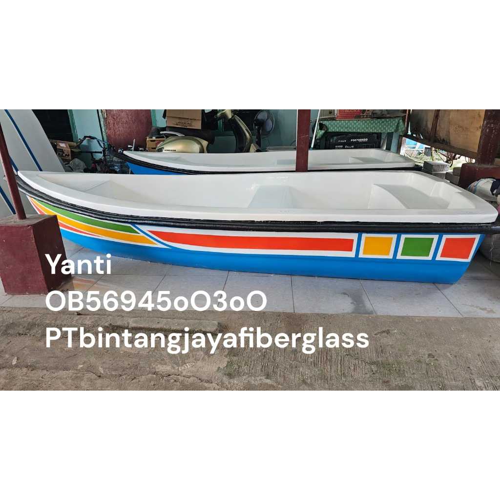 perahu fiber atau sampan dayung,perahu fiber ready stok,kano duble